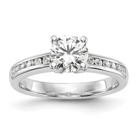 14K White Gold 0.25 Carat Lab Grown Diamond VS SI+ G+ 1 Carat Center Round Semi Mount Channel Set Shared Prong Engagement Ring view 1