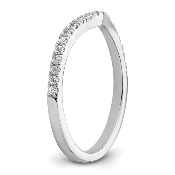 14k White Gold 1/5 carat Diamond Contoured Complete Wedding Band