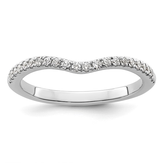 14k White Gold 1/5 carat Diamond Contoured Complete Wedding Band