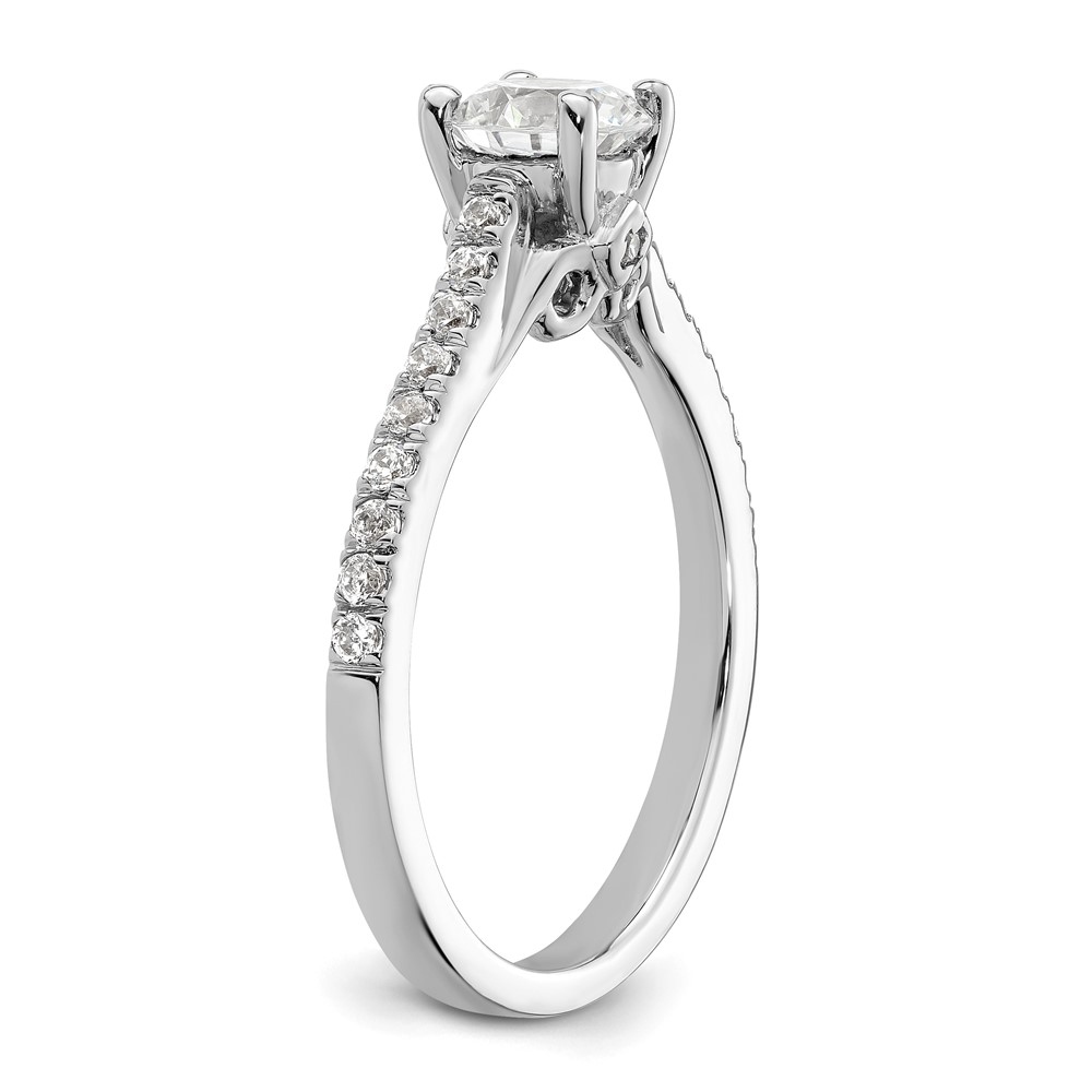 14k White Gold 1/4 carat Lab Grown Diamond VS/SI+ G+ 3/4 carat Center Round Semi Mount Engagement Ring (RM2591E-075-WLG)