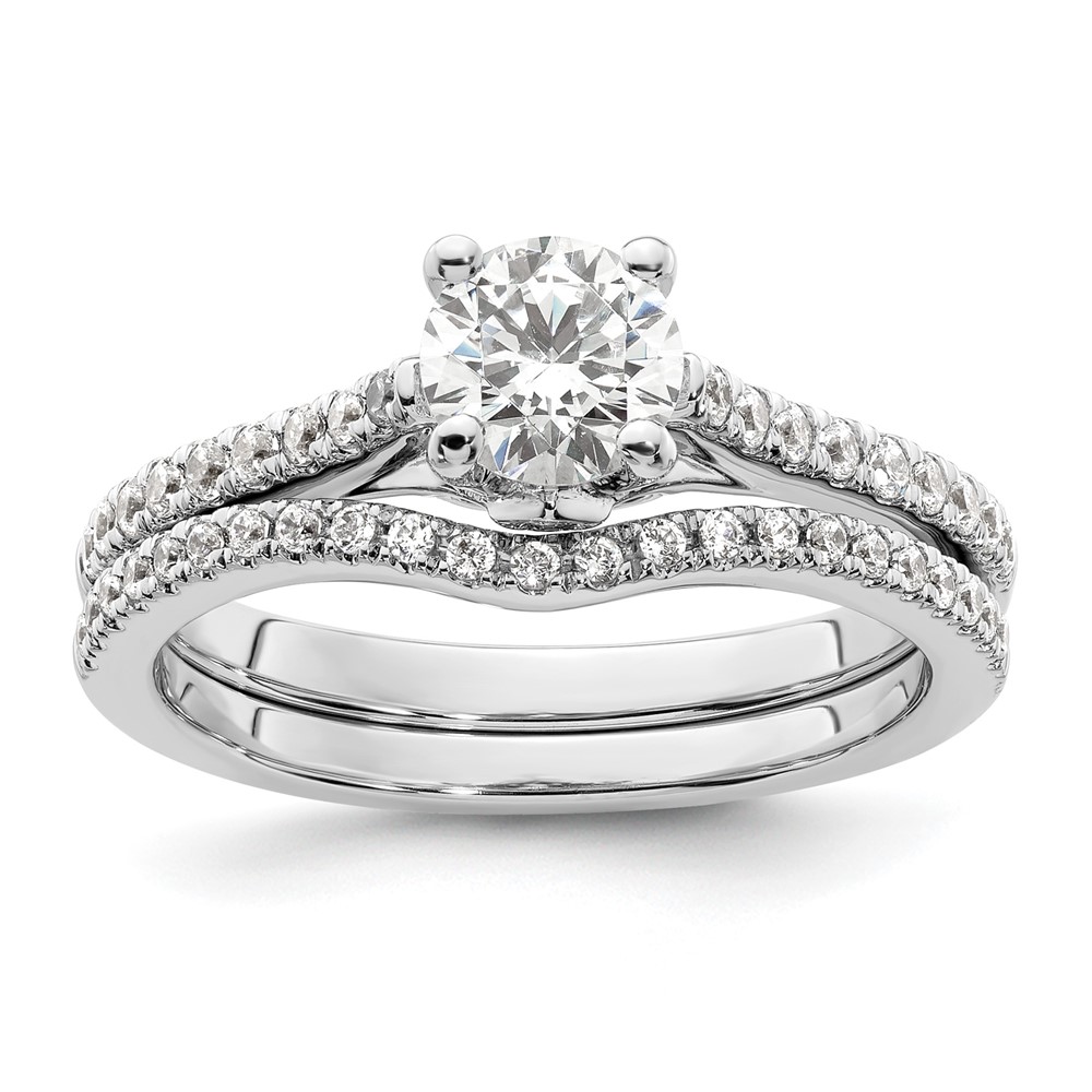14k White Gold 1/4 carat Lab Grown Diamond VS/SI+ G+ 3/4 carat Center Round Semi Mount Engagement Ring (RM2591E-075-WLG)