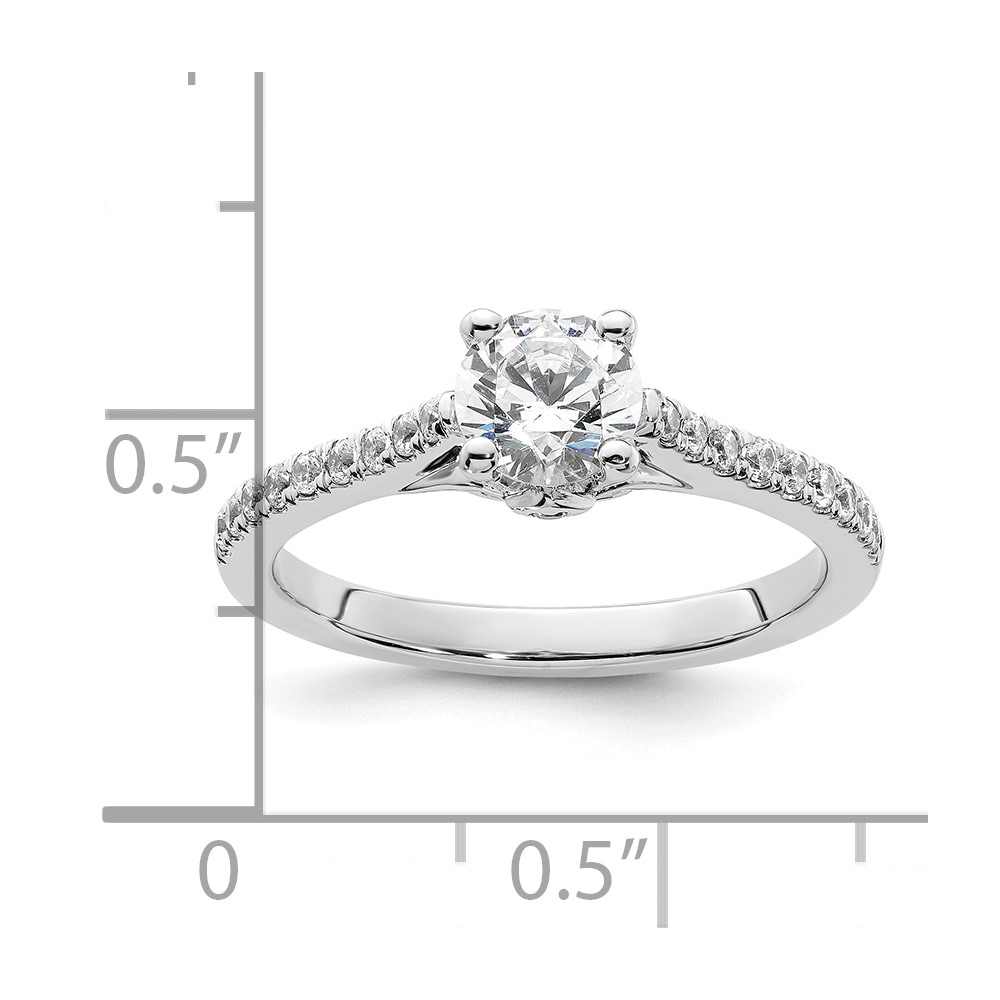 14k White Gold 1/4 carat Lab Grown Diamond VS/SI+ G+ 3/4 carat Center Round Semi Mount Engagement Ring (RM2591E-075-WLG)
