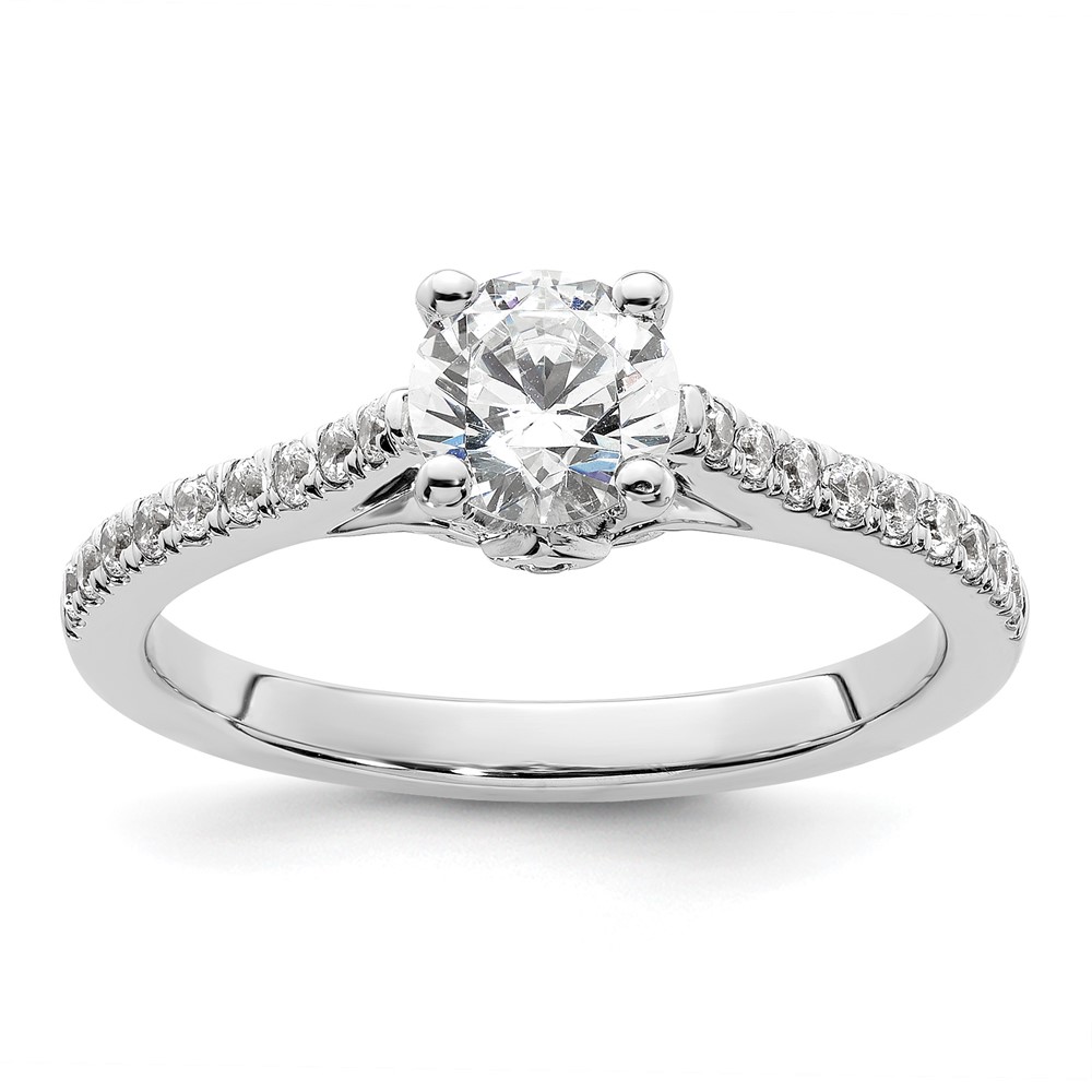 14k White Gold 1/4 carat Lab Grown Diamond VS/SI+ G+ 3/4 carat Center Round Semi Mount Engagement Ring (RM2591E-075-WLG)