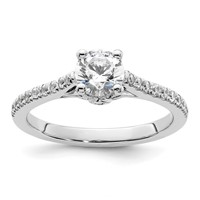 14K White Gold 0.25 Carat Lab Grown Diamond VS SI+ G+ 0.75 Carat Center Round Semi Mount Engagement Ring view 1