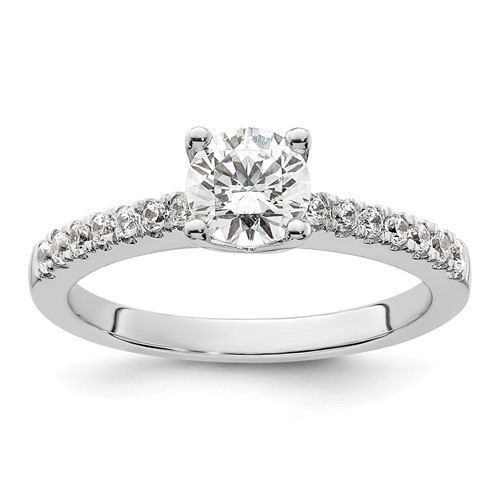 True Origin 14K White Gold 1/5 carat Lab Grown Diamond VS  D E F  Semi Mount Round Engagement Ring