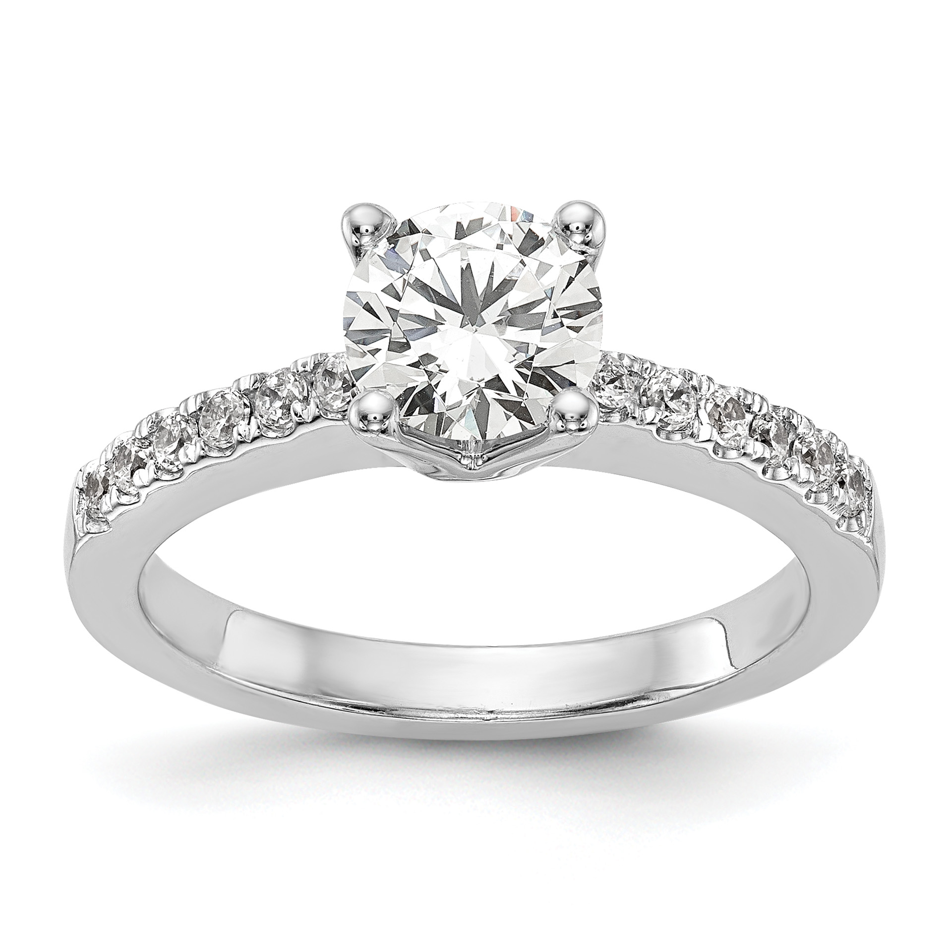 True Origin 14K White Gold 1/3 carat Lab Grown Diamond VS  D E F  Semi Mount Round Engagement Ring (RM2593E-100-WLD)