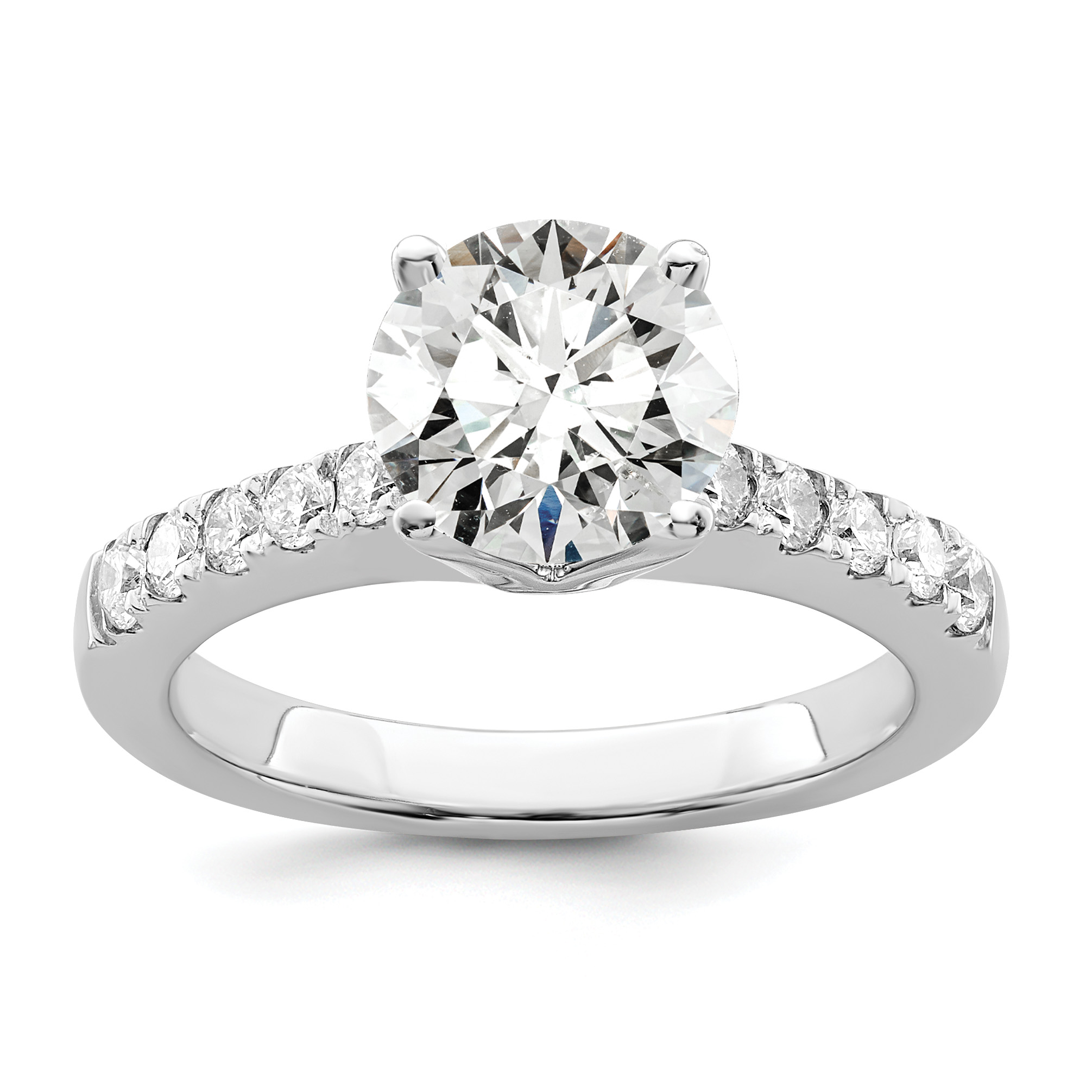 True Origin 14K White Gold 3/8 carat Lab Grown Diamond VS  D E F  Semi Mount Round Engagement Ring (RM2593E-200-WLD)