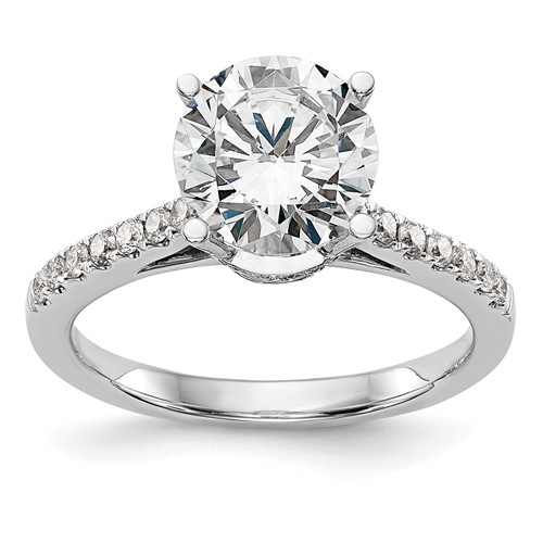 14k White Gold (Holds 1.5 carat (7.50mm) Round Center) 1/3 carat Diamond Semi-Mount Engagement Ring