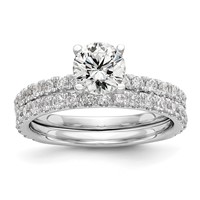 14K White Gold 0.33 Carat Lab Grown Diamond VS SI+ G+ 1 Carat Center Round Semi Mount Engagement Ring view 3