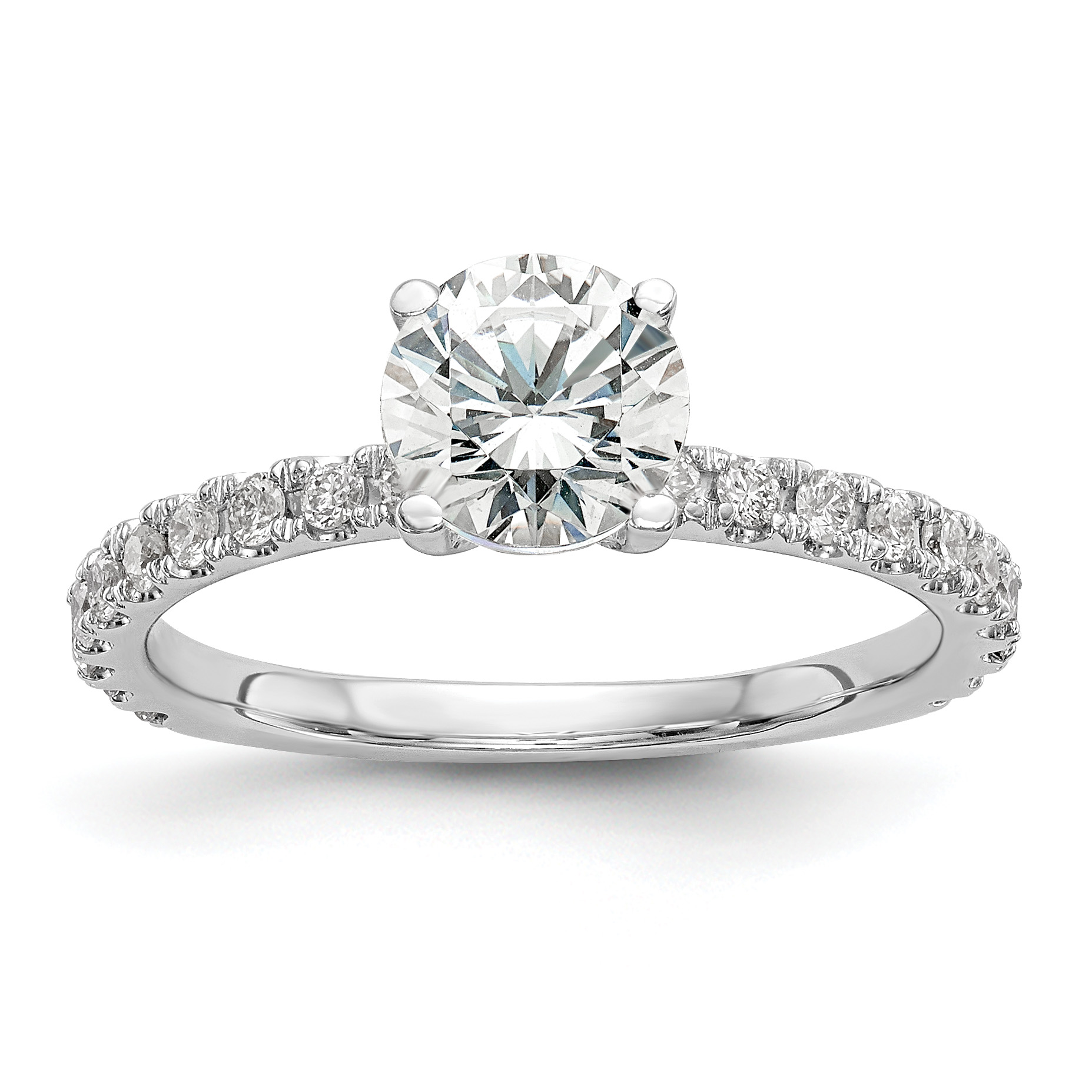 14k White Gold 1/3 carat Lab Grown Diamond VS/SI+ G+ 1 carat Center Round Semi Mount Engagement Ring (RM2606E-100-7WLG)