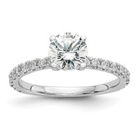 14K White Gold 0.33 Carat Lab Grown Diamond VS SI+ G+ 1 Carat Center Round Semi Mount Engagement Ring view 1