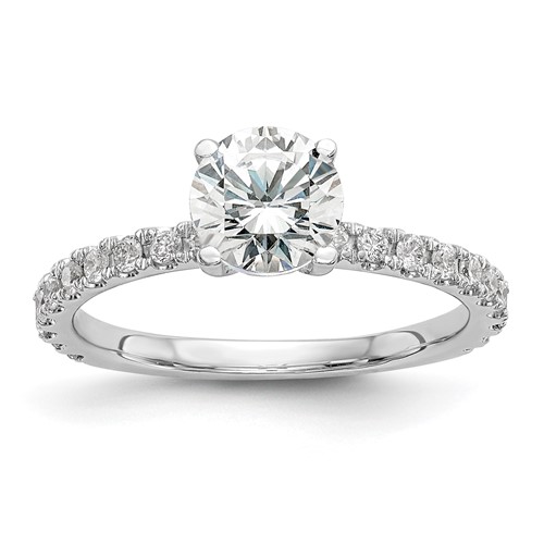 14K White Gold 0.33 Carat Lab Grown Diamond VS SI+ G+ 1 Carat Center Round Semi Mount Engagement Ring