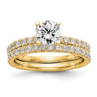 14K Yellow Gold 0.33 Carat Lab Grown Diamond VS SI+ G+ 1 Carat Center Round Semi Mount Engagement Ring view 3