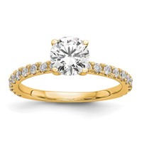 14K Yellow Gold 0.33 Carat Lab Grown Diamond VS SI+ G+ 1 Carat Center Round Semi Mount Engagement Ring view 1