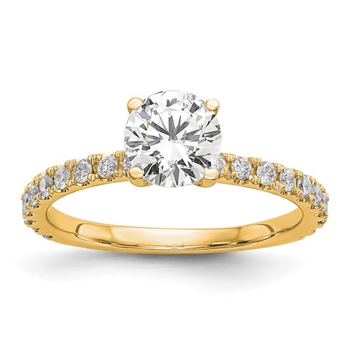 14K Yellow Gold 0.33 Carat Lab Grown Diamond VS SI+ G+ 1 Carat Center Round Semi Mount Engagement Ring