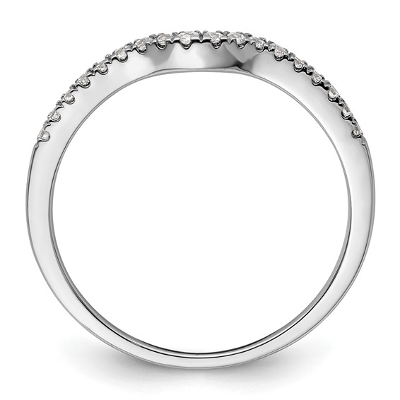14k White Gold 1/8 carat Diamond Contoured Complete Wedding Band