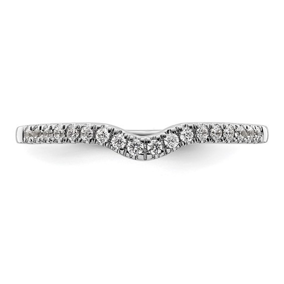 14k White Gold 1/8 carat Diamond Contoured Complete Wedding Band