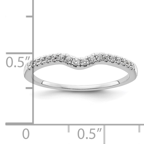 14k White Gold 1/8 carat Diamond Contoured Complete Wedding Band