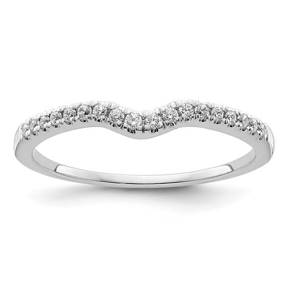 14k White Gold 1/8 carat Diamond Contoured Complete Wedding Band