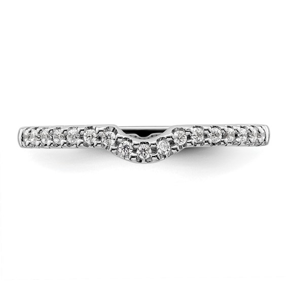 14k White Gold 1/8 carat Diamond Contoured Complete Wedding Band