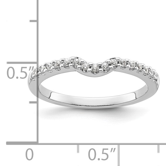 14k White Gold 1/8 carat Diamond Contoured Complete Wedding Band