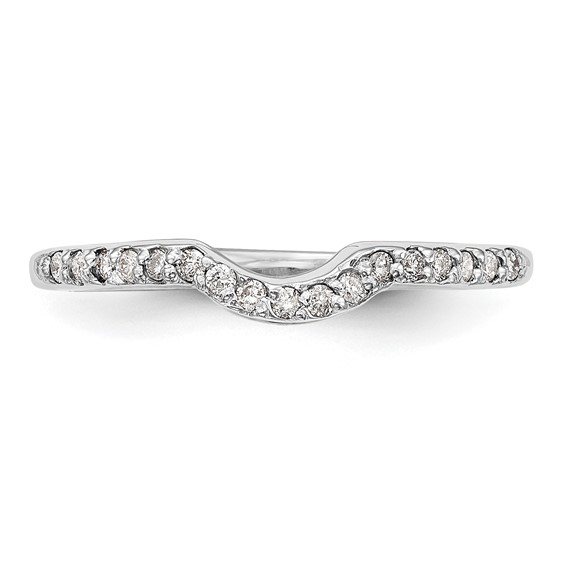 14k White Gold 1/8 carat Diamond Contoured Complete Wedding Band