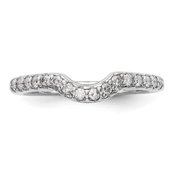 14k White Gold 1/4 carat Diamond Contoured Complete Wedding Band