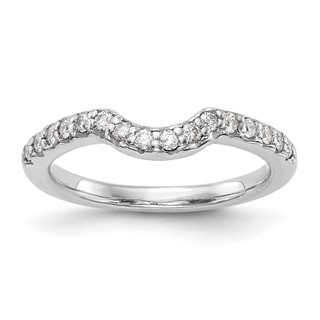 14k White Gold 1/4 carat Diamond Contoured Complete Wedding Band