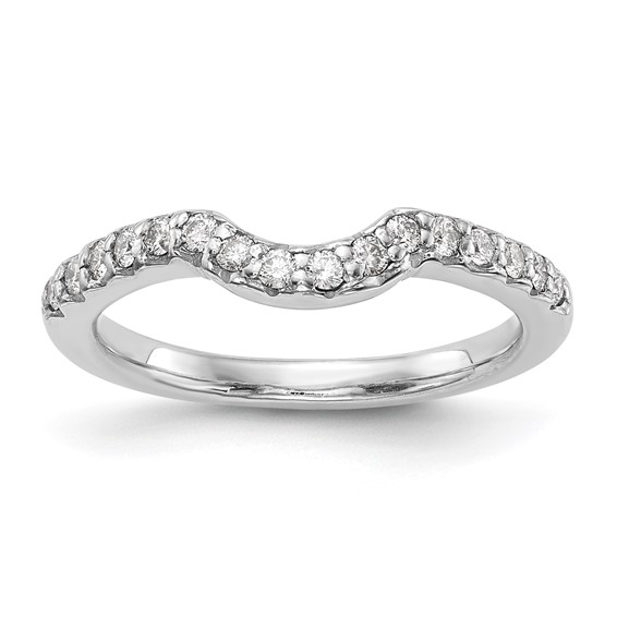 14k White Gold 1/4 carat Diamond Contoured Complete Wedding Band