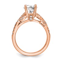 14K Rose Gold 0.38 Carat Lab Grown Diamond VS SI+ G+ 0.75 Carat Center Round Semi Mount Channel Set Shared Prong Engagement Ring view 2