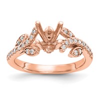 14K Rose Gold 0.38 Carat Lab Grown Diamond VS SI+ G+ 0.75 Carat Center Round Semi Mount Channel Set Shared Prong Engagement Ring view 3