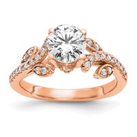 14K Rose Gold 0.38 Carat Lab Grown Diamond VS SI+ G+ 0.75 Carat Center Round Semi Mount Channel Set Shared Prong Engagement Ring view 1