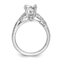 14K White Gold 0.38 Carat Lab Grown Diamond VS SI+ G+ 0.75 Carat Center Round Semi Mount Channel Set Shared Prong Engagement Ring view 2