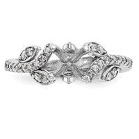 14K White Gold 0.38 Carat Lab Grown Diamond VS SI+ G+ 0.75 Carat Center Round Semi Mount Channel Set Shared Prong Engagement Ring view 5