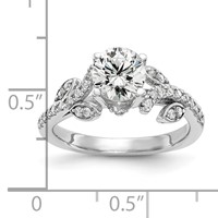 14K White Gold 0.38 Carat Lab Grown Diamond VS SI+ G+ 0.75 Carat Center Round Semi Mount Channel Set Shared Prong Engagement Ring view 3