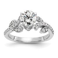 14K White Gold 0.38 Carat Lab Grown Diamond VS SI+ G+ 0.75 Carat Center Round Semi Mount Channel Set Shared Prong Engagement Ring view 1