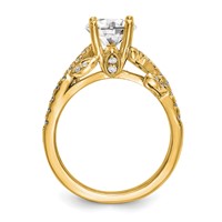 14K Yellow Gold 0.38 Carat Lab Grown Diamond VS SI+ G+ 0.75 Carat Center Round Semi Mount Channel Set Shared Prong Engagement Ring view 3