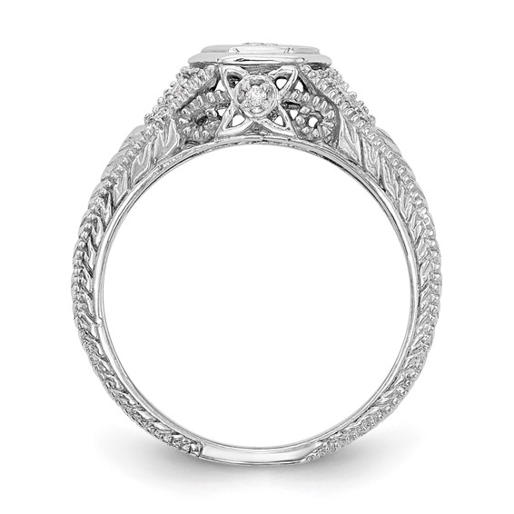 14K White Gold Hexagon Bezel Engagement Ring Mounting