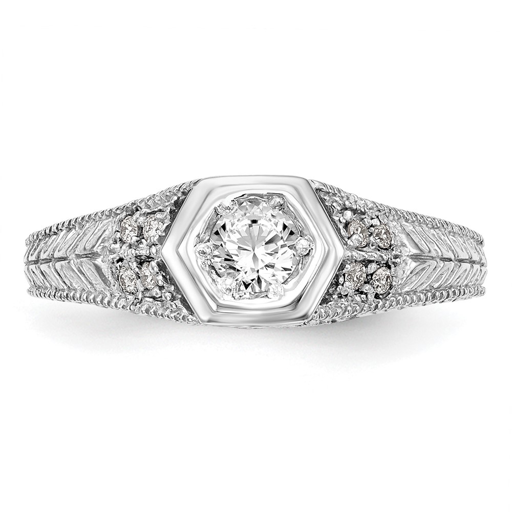 14k White Gold 1/5 carat Lab Grown Diamond VS/SI+ G+ Round Complete Shared Prong Engagement Ring (RM2628E-020-CWLG)