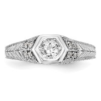 14K White Gold 0.20 Carat Lab Grown Diamond VS SI+ G+ Round Complete Shared Prong Engagement Ring view 5