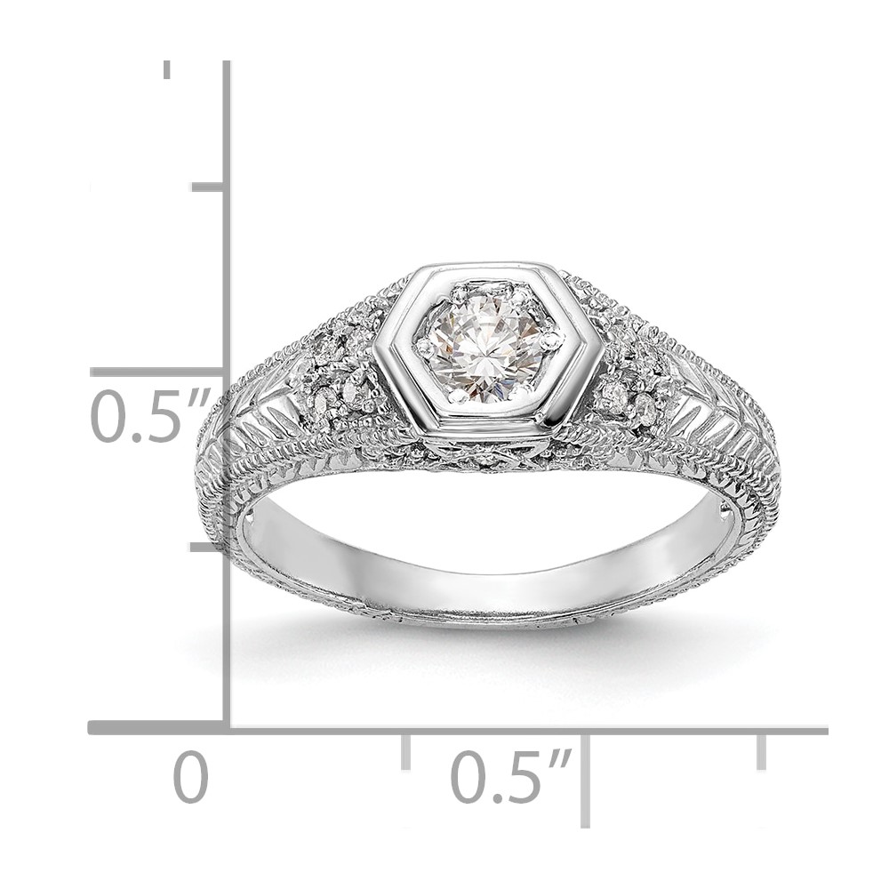 14k White Gold 1/5 carat Lab Grown Diamond VS/SI+ G+ Round Complete Shared Prong Engagement Ring (RM2628E-020-CWLG)