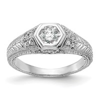14K White Gold 0.20 Carat Lab Grown Diamond VS SI+ G+ Round Complete Shared Prong Engagement Ring view 1