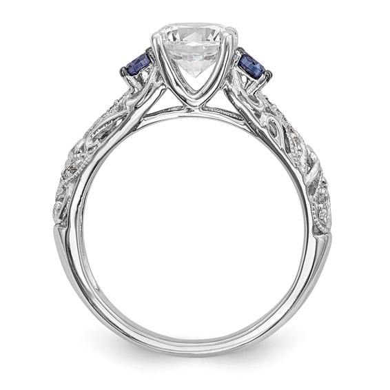 Blue & White Diamond Semi-mount Engagement Rings
