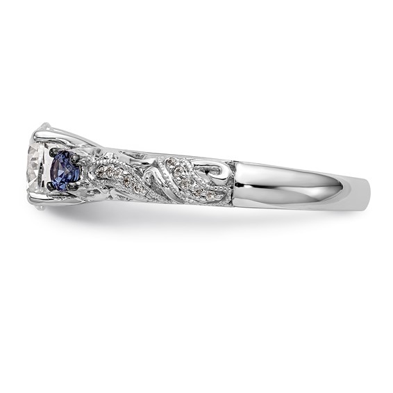 Blue & White Diamond Semi-mount Engagement Rings