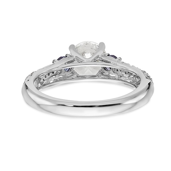 Blue & White Diamond Semi-mount Engagement Rings