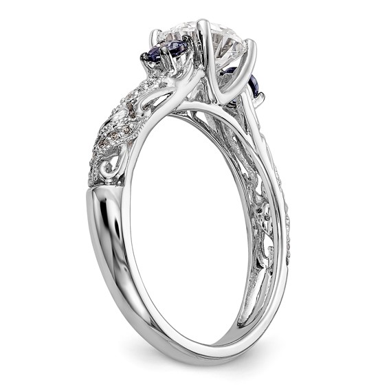 Blue & White Diamond Semi-mount Engagement Rings
