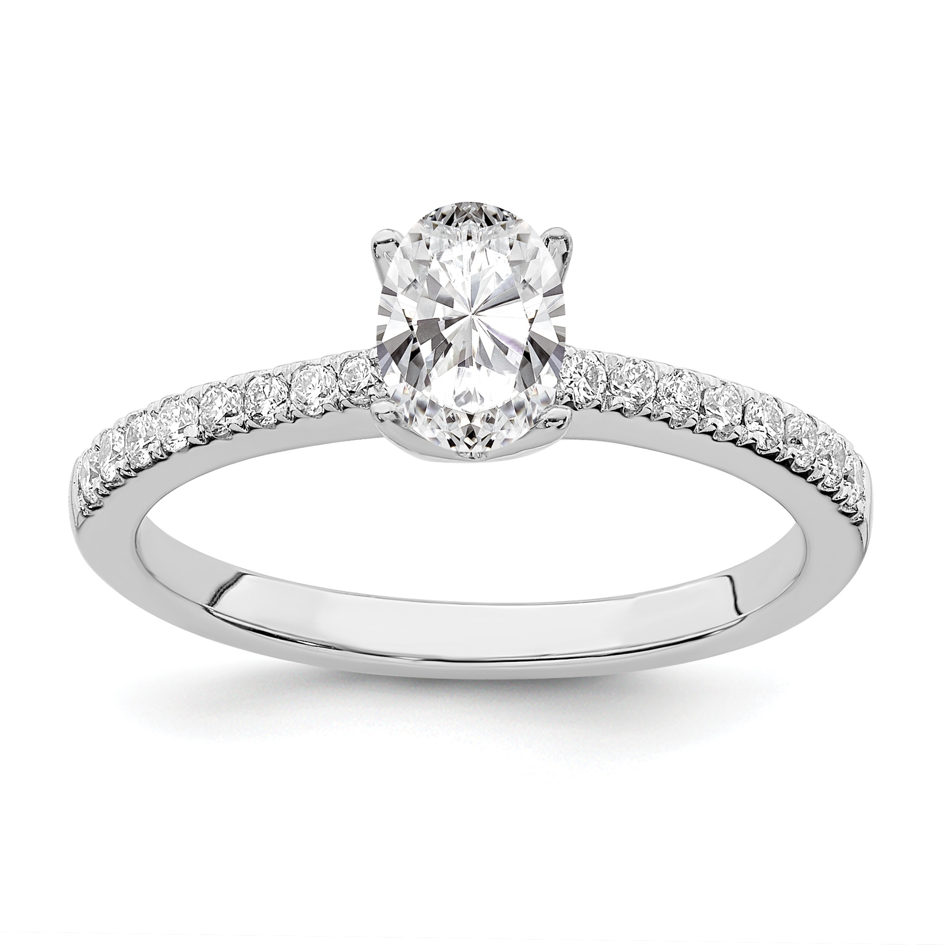 True Origin 14K White Gold 1/6 carat Lab Grown Diamond VS  D E F  Semi Mount Oval Engagement Ring (RM2635E-050-WLD)