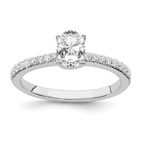 True Origin 14K White Gold 0.17 Carat Lab Grown Diamond VS+ F+ Semi-Mount Oval Engagment Ring view 1