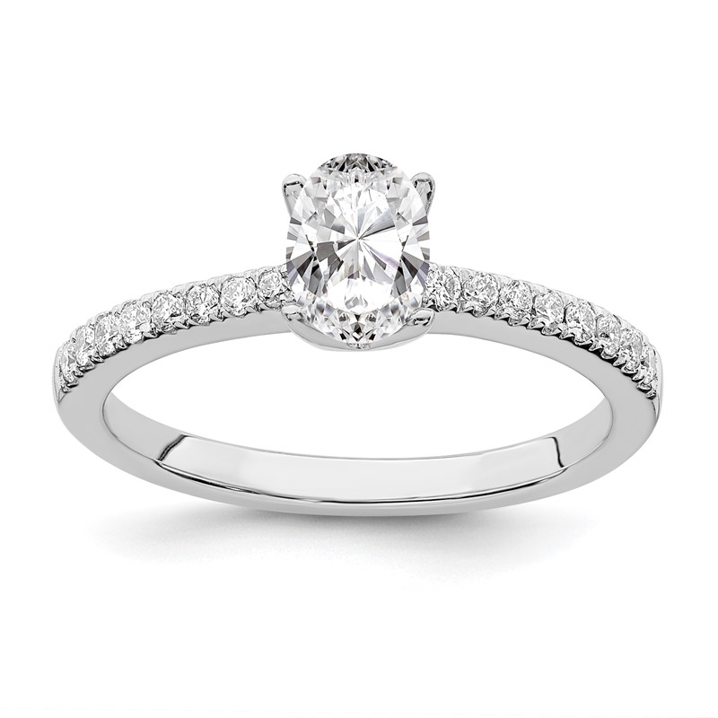 True Origin 14K White Gold 1/6 carat Lab Grown Diamond VS  D E F  Semi Mount Oval Engagement Ring
