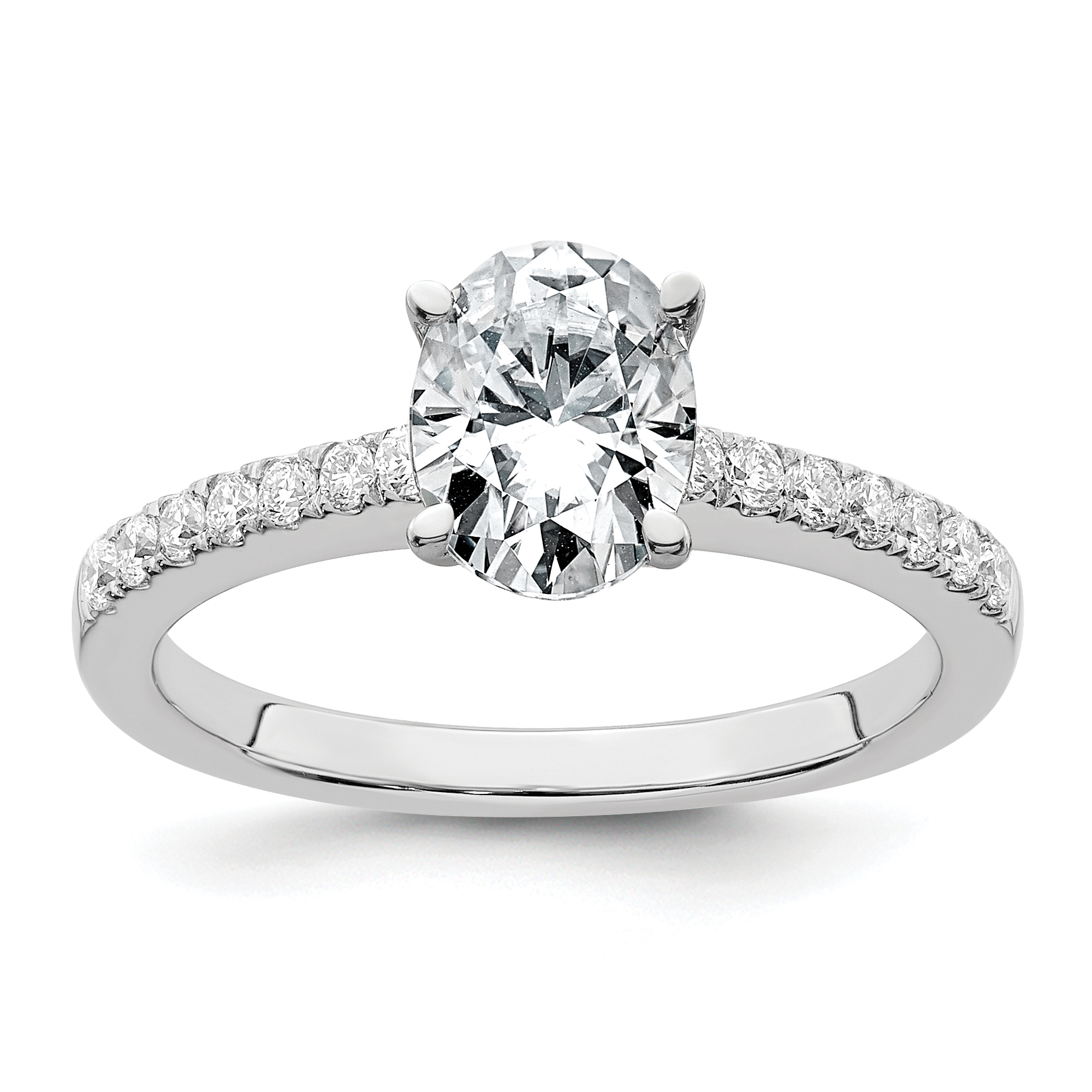 True Origin 14K White Gold 1/4 carat Lab Grown Diamond VS  D E F  Semi Mount Oval Engagement Ring (RM2635E-125-WLD)
